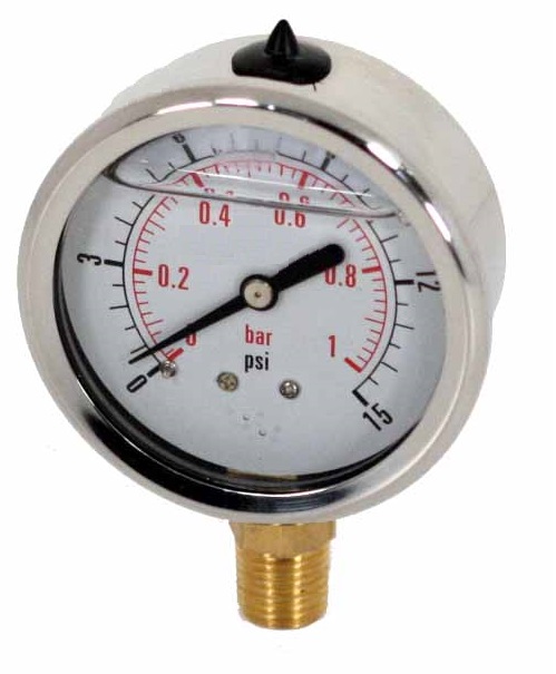 Model T6 Gauge - 1/4" NPT with Standard Bottom Connection Filled